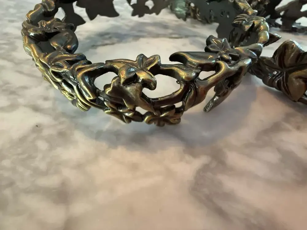 Ornate Brass Leaf Design Candle topper, Set of 3